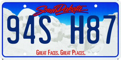 SD license plate 94SH87