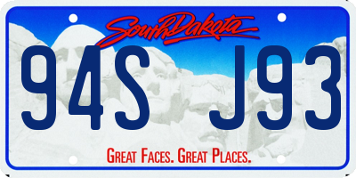 SD license plate 94SJ93
