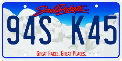 SD license plate 94SK45