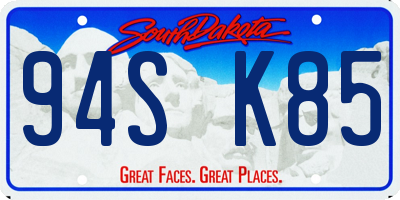 SD license plate 94SK85