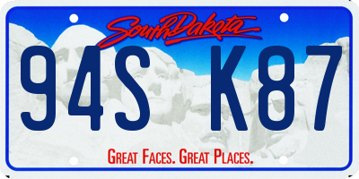 SD license plate 94SK87