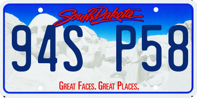 SD license plate 94SP58