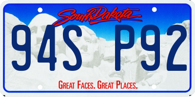 SD license plate 94SP92