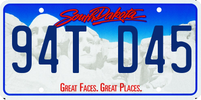 SD license plate 94TD45