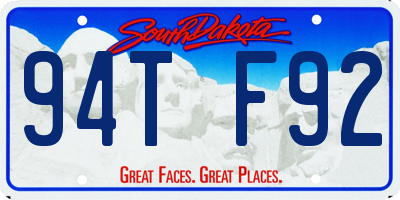 SD license plate 94TF92