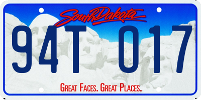 SD license plate 94TO17