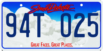 SD license plate 94TO25