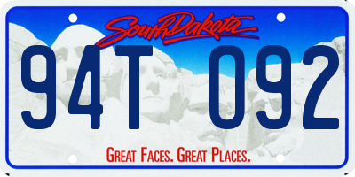 SD license plate 94TO92