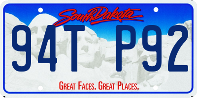 SD license plate 94TP92