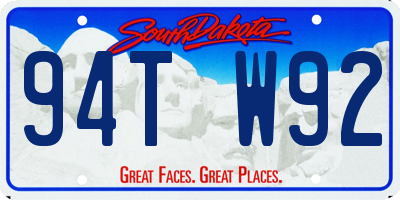 SD license plate 94TW92