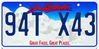 SD license plate 94TX43