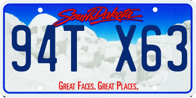 SD license plate 94TX63