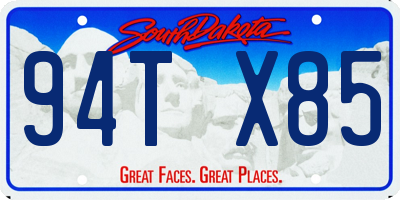 SD license plate 94TX85