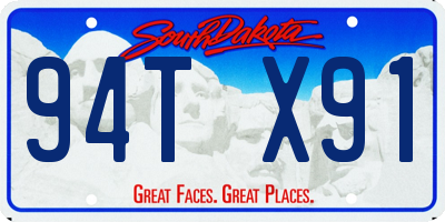 SD license plate 94TX91