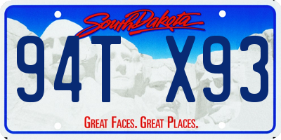 SD license plate 94TX93