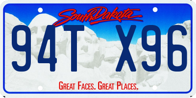 SD license plate 94TX96