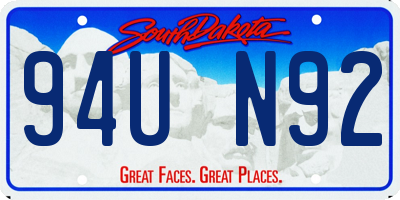 SD license plate 94UN92