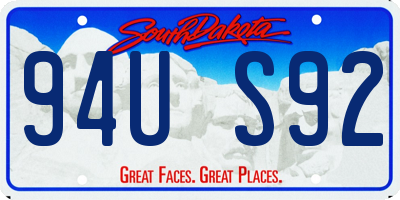 SD license plate 94US92
