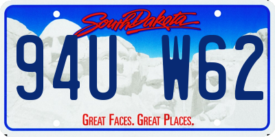 SD license plate 94UW62