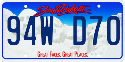 SD license plate 94WD70