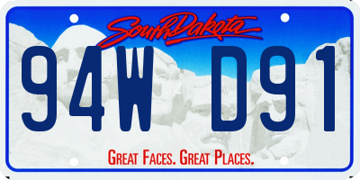 SD license plate 94WD91