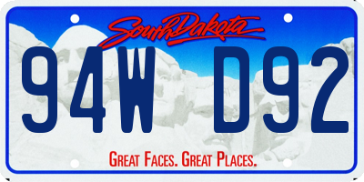 SD license plate 94WD92