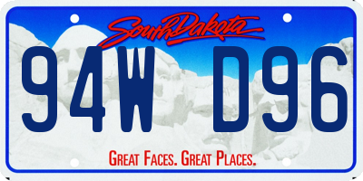 SD license plate 94WD96