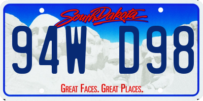 SD license plate 94WD98