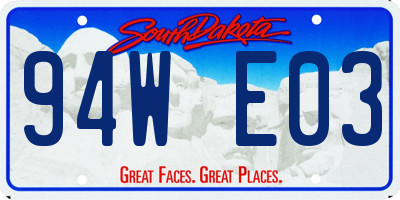 SD license plate 94WE03