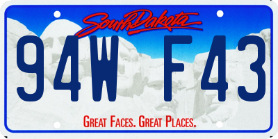 SD license plate 94WF43