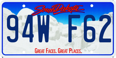SD license plate 94WF62