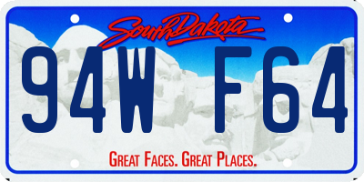 SD license plate 94WF64