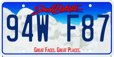 SD license plate 94WF87
