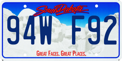 SD license plate 94WF92