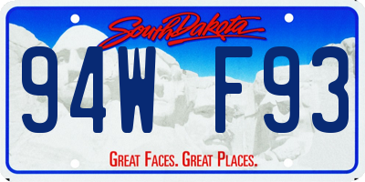 SD license plate 94WF93