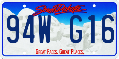 SD license plate 94WG16