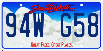 SD license plate 94WG58