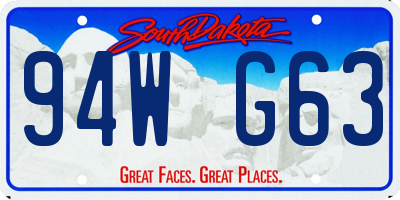 SD license plate 94WG63