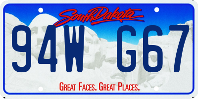SD license plate 94WG67