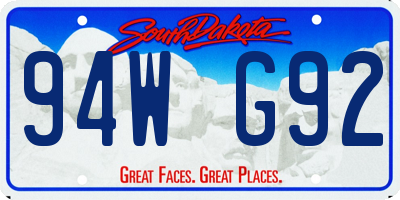 SD license plate 94WG92