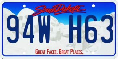 SD license plate 94WH63