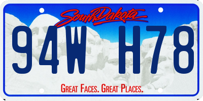 SD license plate 94WH78
