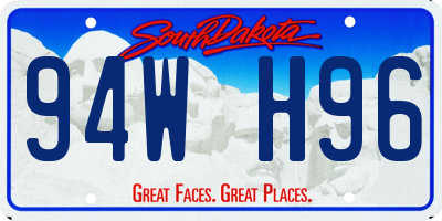 SD license plate 94WH96
