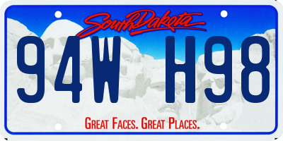 SD license plate 94WH98