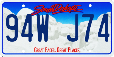 SD license plate 94WJ74