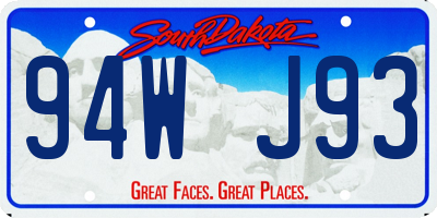 SD license plate 94WJ93