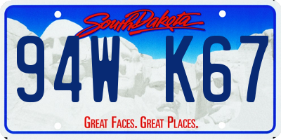 SD license plate 94WK67