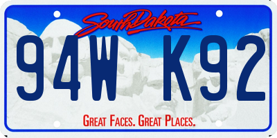 SD license plate 94WK92