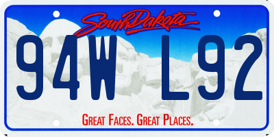 SD license plate 94WL92