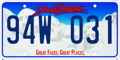 SD license plate 94WO31